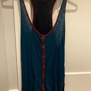 Aerie Button front tank navy and maroon